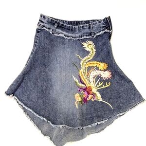 Floral Embroidered Denim Skirt Women's Fashion